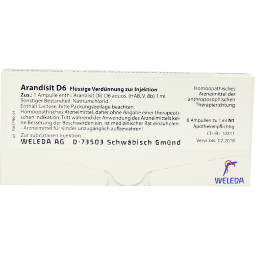 Weleda 安瓶 Arandisit D6 Ampullen (8X1ml)