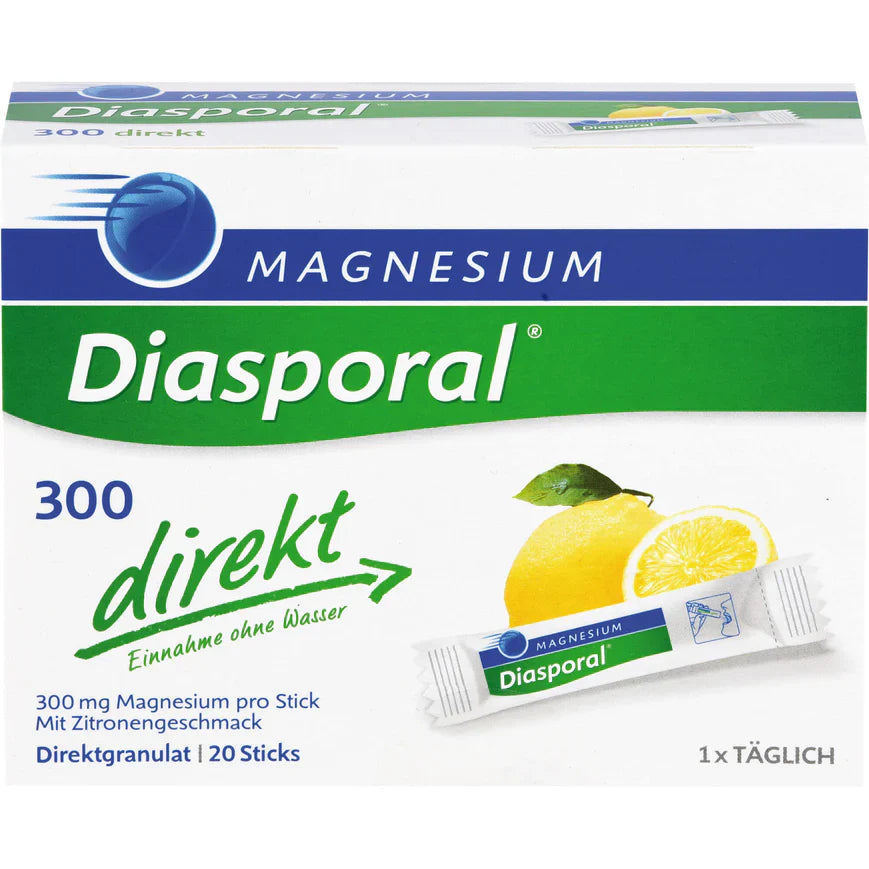 Magnesium Diasporal 300mg 鎂元素補充劑(顆粒粉包-檸檬風味)20入 direkt 300 Granulat - MunichStars