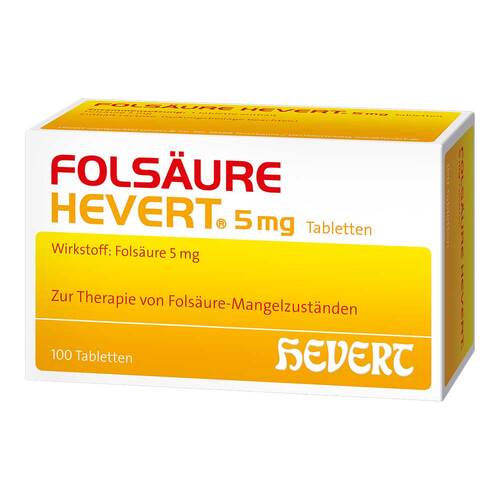 Hevert Folsäure 5mg Tabletten Folic Acid 5mg Tablets 100 Tablets - For folic acid deficiency