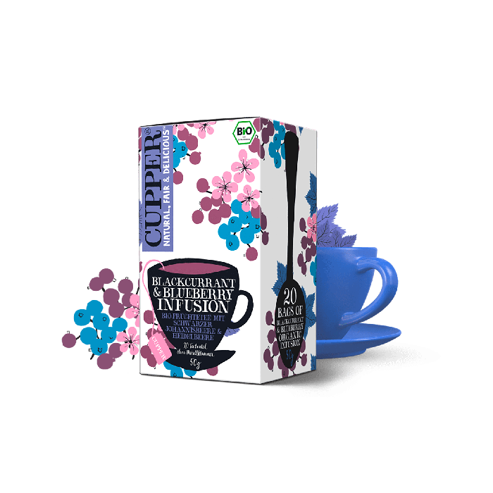 Cupper BIO認證有機茶 BLACKCURRANT & BLUEBERRY INFUSION黑醋栗藍莓水果茶 20包(20*2.5g)
