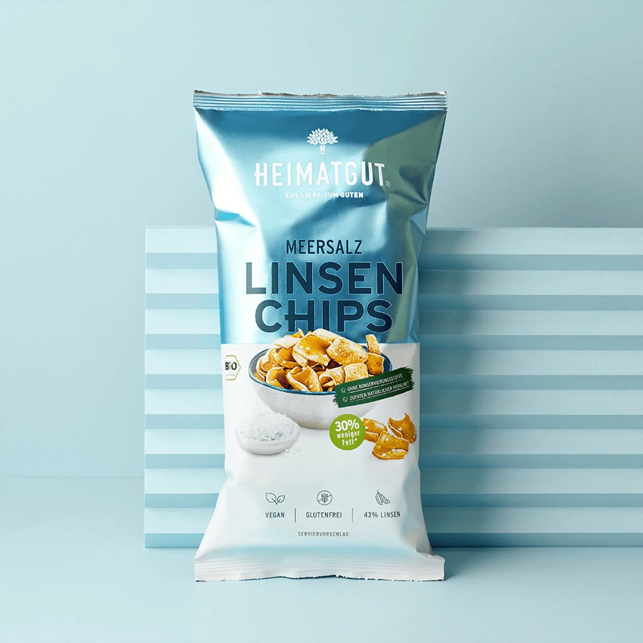 HEIMATGUT –Linsenchips Meersalz, vegan and ohne Zusatzstoffe – 1 x 75g Lentil chips with sea salt, vegan and free of additives