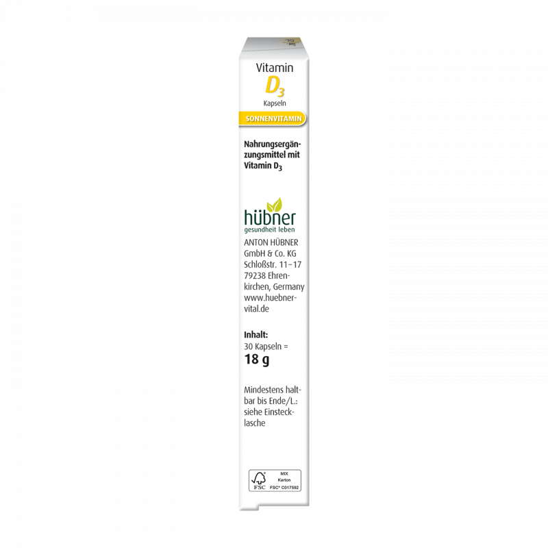 Hübner 好博納 維生素D3膠囊 Vitamin D3 Kapseln  30入