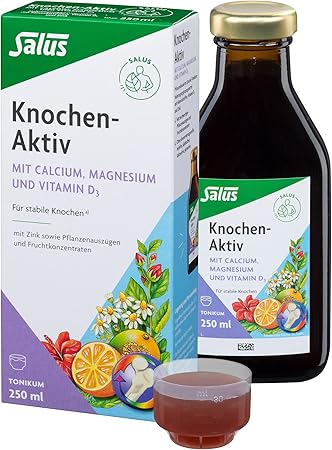 Salus Bone Active 鈣 + 鎂 - 1 x 250 毫升補充劑 - 含鈣、鎂、維生素 D3 和鋅的膳食補充劑