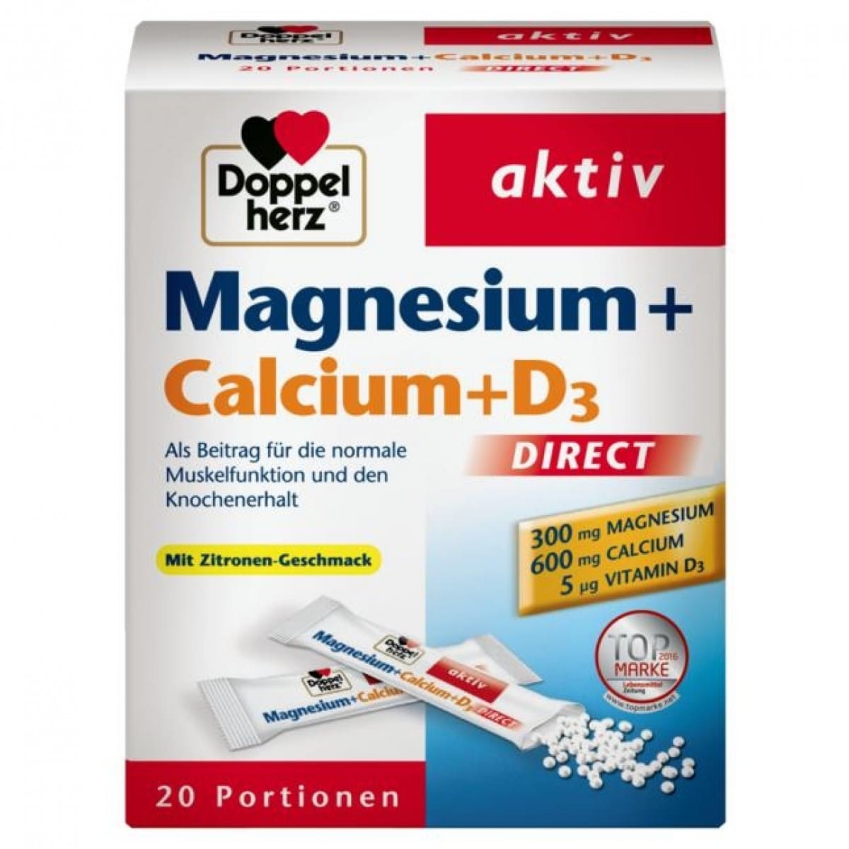 Doppelherz Magnesium + Calcium + D3 Direct Pelletts (20 Stk.)