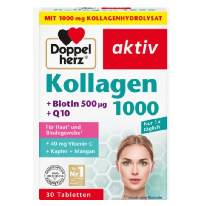 多寶 Doppelherz 膠原蛋白膠囊1000 Kollagen 1000+Biotin 500 µg +Q10 30入