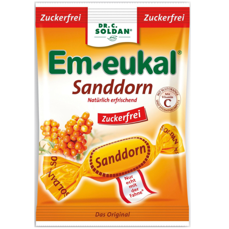 Soldan Em-eukal Sanddorn zuckerfrei Bonbons 沙棘無糖喉糖75 g