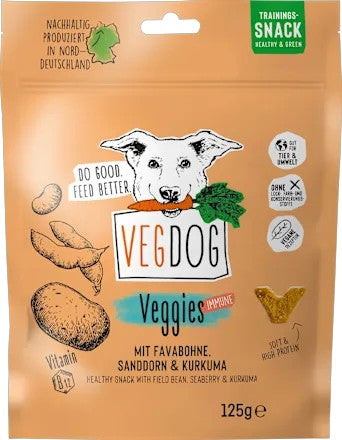 VEGDOG 德國蔬食 蠶豆、沙棘和薑黃狗零食,125克