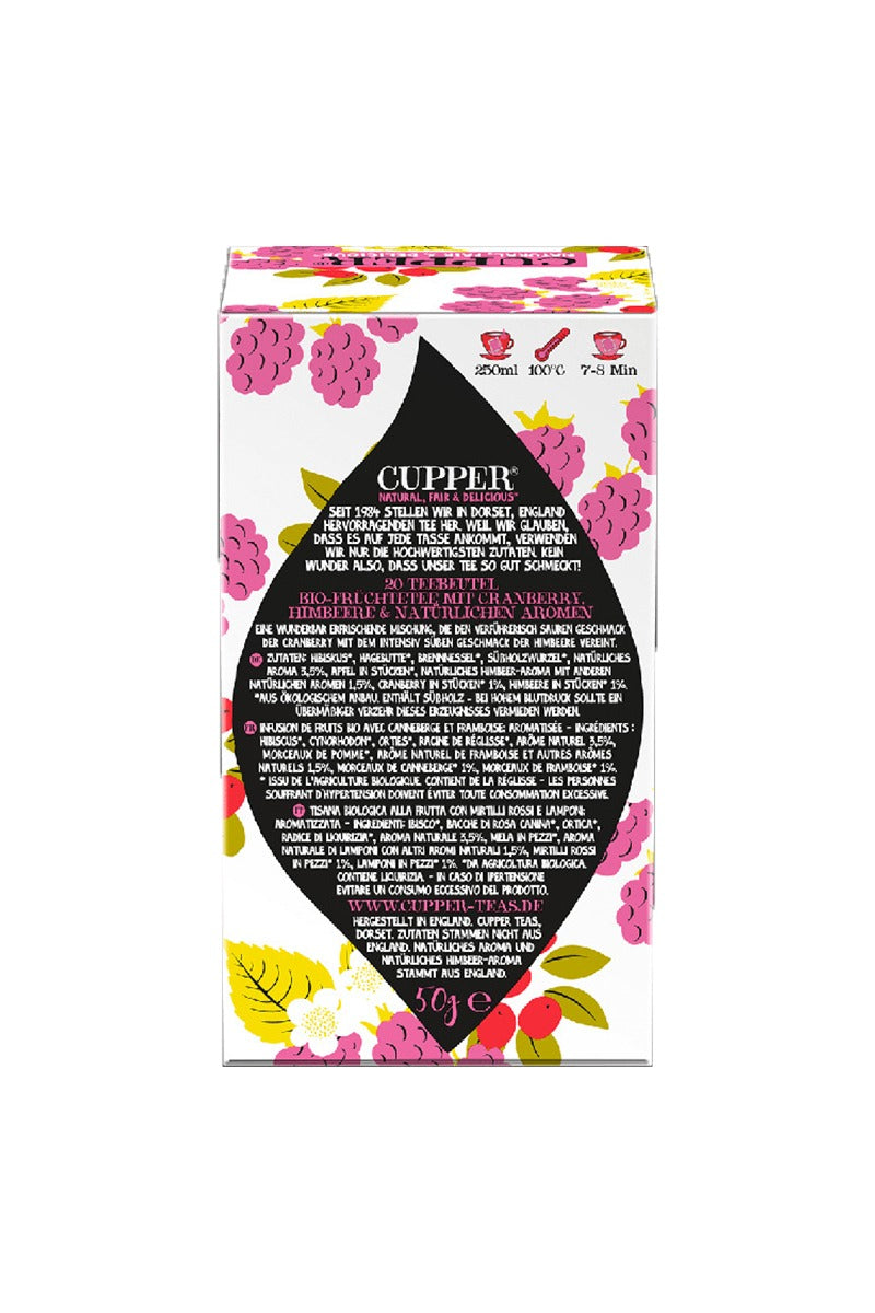 Cupper BIO認證有機茶 蔓越莓與覆盆子水果茶 20入 (20 x 2,5 g)