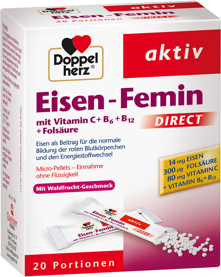 Doppelherz Eisen Femin 20stk Iron Microparticles 20 Packets - Easy to Carry