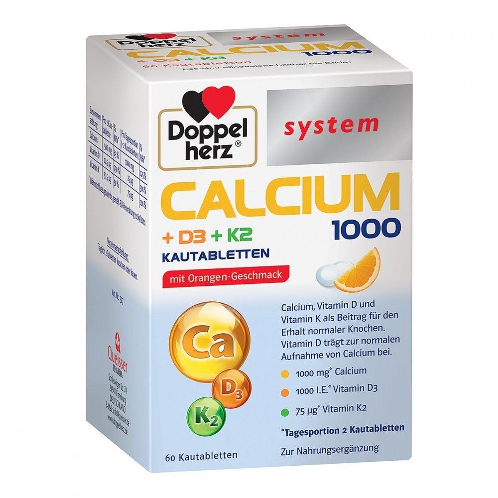 多寶  Doppelherz system Calcium 1000 + D3 + K2 咀嚼片 60錠