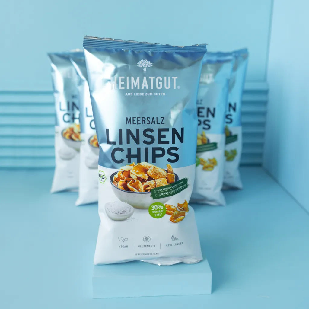 HEIMATGUT –Linsenchips Meersalz, vegan and ohne Zusatzstoffe – 1 x 75g Lentil chips with sea salt, vegan and free of additives