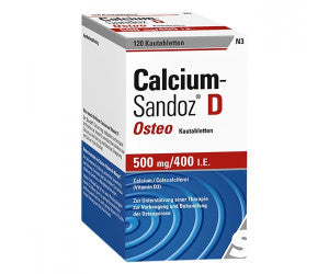 Calcium Sandoz D Osteo鈣咀嚼片 500mg/400 I.E. Kautabletten 120 Stk. - MunichStars