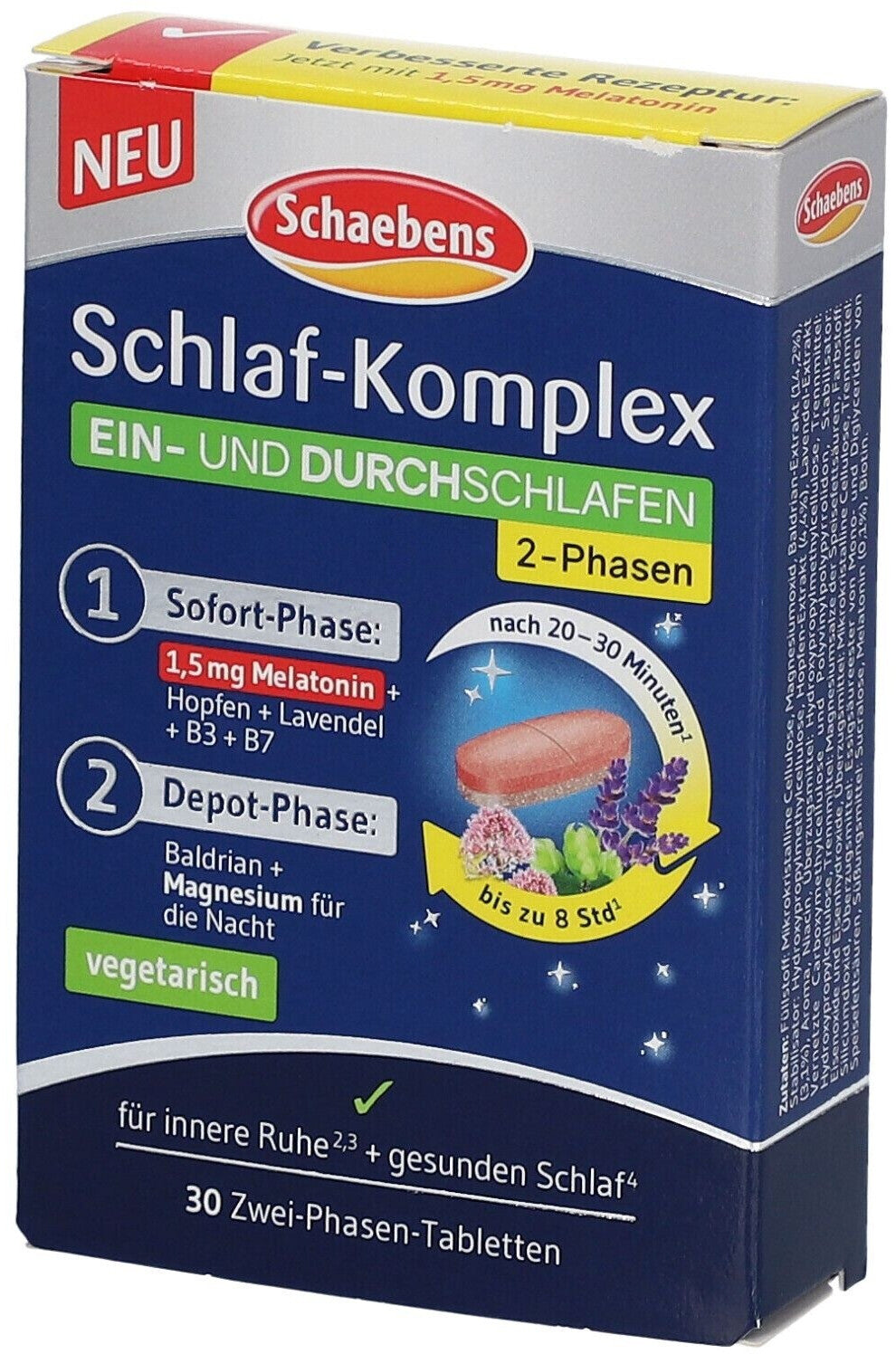 Schaebens Schlaf-Komplex Ein- und Durchschlafen 2-Phasen Tabletten 睡眠複合體:入睡和保持睡眠 (30 Stk.) - MunichStars