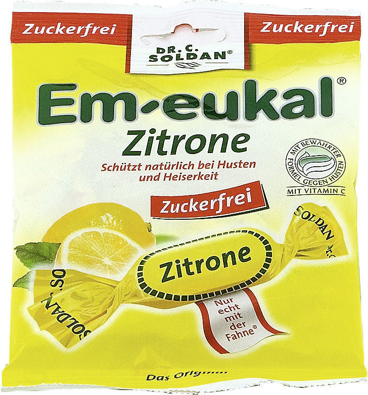 Soldan Em-Eukal Bonbons Zitrone zuckerfrei 檸檬無糖喉糖75 g