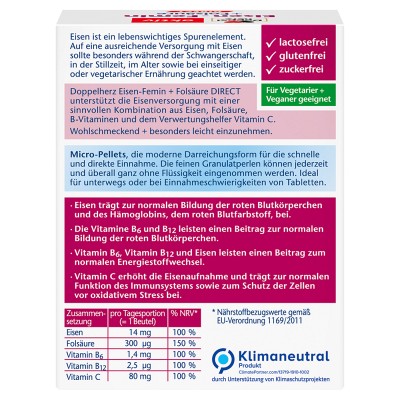 Doppelherz多寶雙心 Eisen Femin 20stk 鐵劑 微粒20包-隨身好攜帶 - MunichStars