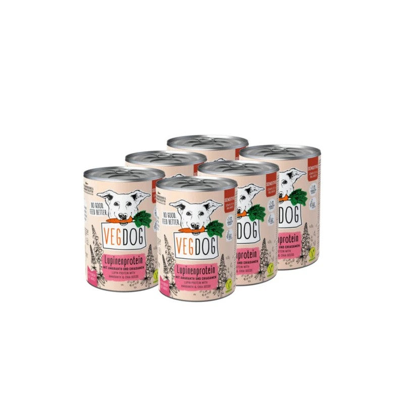 VEGDOG German Vegetarian Sensitive Lupinenprotein 400g *6 cans