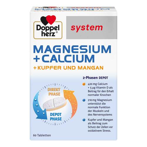 德之寶 Doppelherz system 鎂+鈣+銅+錳 2 相位緩釋骨骼肌肉保養錠 60 粒
