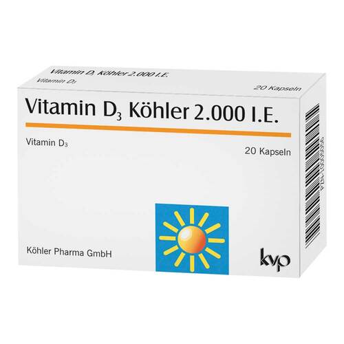 Köhler Pharma Vitamin D3 維生素D3 Köhler 2000 IE Kapseln 2.000 膠囊 20Stk. - MunichStars