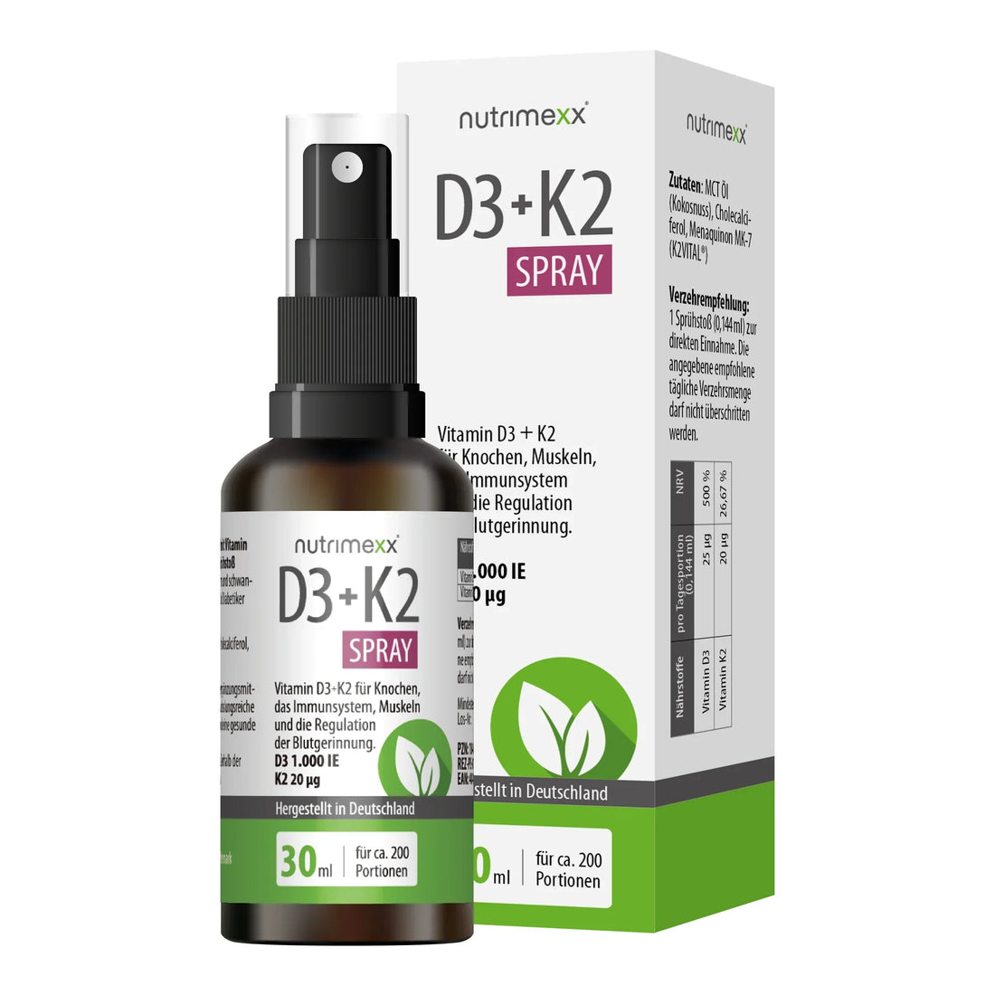 Nutrimexx Vitamin維生素 D3 - 1000 IE / Vitamin 維生素 K2 VITAL - 20µg - MunichStars