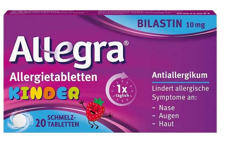 Allegra Allergietabletten Kinder 10 mg Schmelztabletten 兒童過敏片 10 毫克-緩解花粉熱症狀(打噴嚏、發癢、流鼻水、鼻塞、眼睛發紅和流淚）20 St - MunichStars