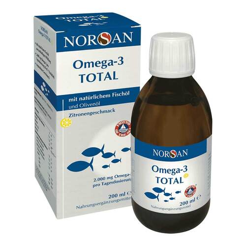 Norsan Omega-3 Total Liquid Lemon Flavor Fish Oil - Good for Heart, Vision, and Brain 200ml