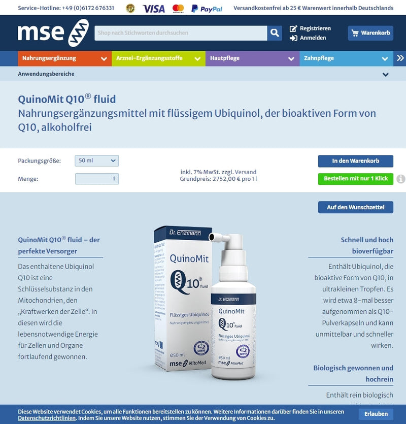 德國 Dr.Enzmann恩世蔓 還原型 QuinoMit Q10 fluid 50ml - MunichStars