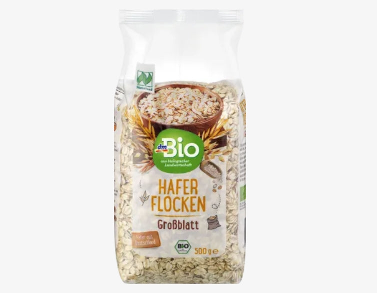 Organic oat flakes Flocken, Haferflocken Großblatt, Naturland, 500 g 