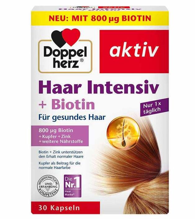 Doppelherz多寶 護髮+生物素膠囊(30入/100入)  Haar Intensiv + Biotin Kapseln 30 St, 17,4 g/ 100 St, 58 g - MunichStars