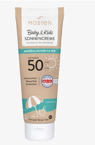Mabyen Sonnencreme Baby &amp; Kids sensitiv LSF 50 嬰幼兒敏感防曬乳 100 ml