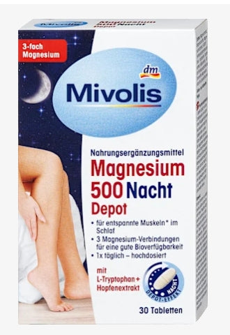 Mivolis Magnesium 500 Nacht Depot 30 Sterile Magnesium Nighttime Supplement