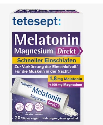 Tetesept 退黑激素 Melatonin Magnesium Direkt Sticks, 36 g - MunichStars