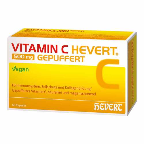 Hevert 菲德 Vitamin C Hevert 500mg gepuffert Kapseln-維持免疫系統、細胞保護和正常皮膚功能(60 Stk.)