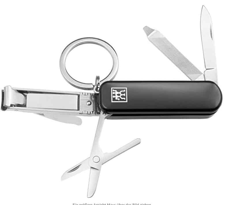 German Double Brand Portable Utility Tool Set / Classic Black (Including Multipurpose Knife, Small Scissors, Nail Clippers, Nail File and Cleaner, Key Ring)