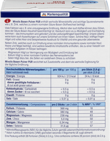 Mivolis Basen-Pulver PUR, 28 Sticks, 72,8 g 鹼性PUR粉末 28包