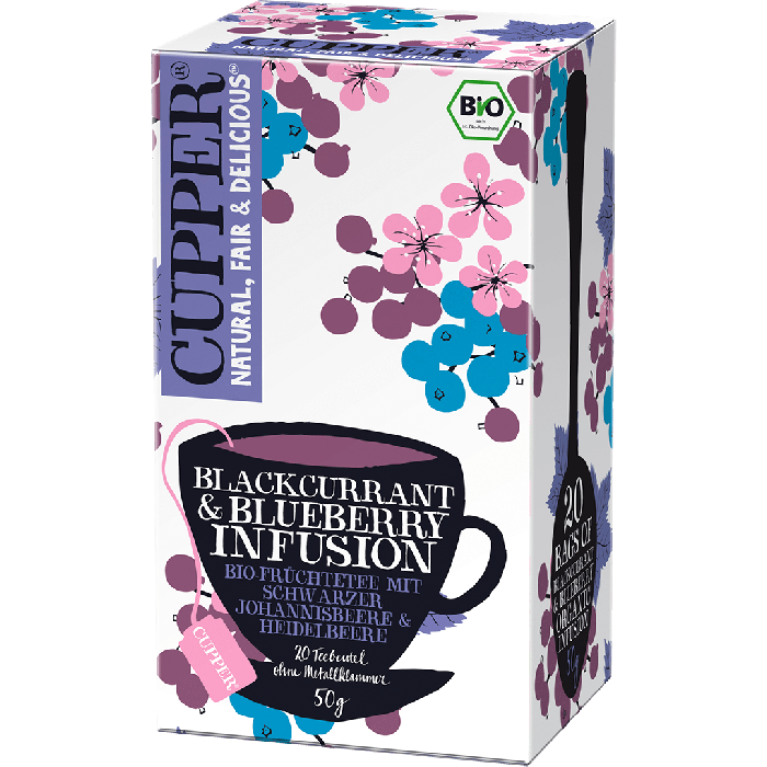 Cupper BIO認證有機茶 BLACKCURRANT & BLUEBERRY INFUSION黑醋栗藍莓水果茶 20包(20*2.5g)