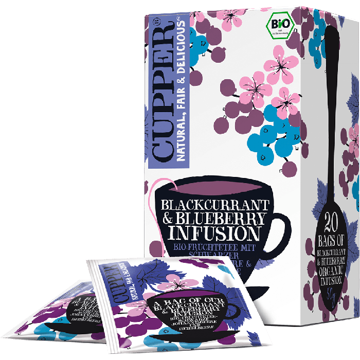 Cupper BIO認證有機茶 BLACKCURRANT & BLUEBERRY INFUSION黑醋栗藍莓水果茶 20包(20*2.5g)