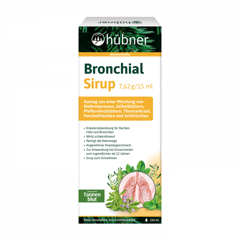 [Cough/Bronchial Gift Set 1] Hubner Tannenblut Bronchial Sirup 250ml + Tannenblut® Hustenbonbons BIO 75g