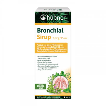 [Cough/Bronchial Gift Set 1] Hubner Tannenblut Bronchial Sirup 250ml + Tannenblut® Hustenbonbons BIO 75g