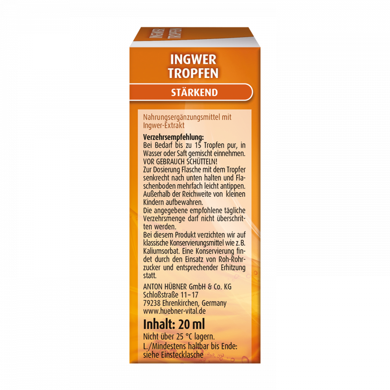 Hübner Organic Ginger Drops Ingwer Tropfen BIO 20ml