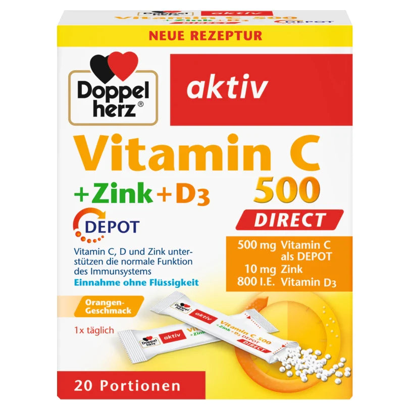 Doppelherz Vitamin C 500+zink Depot direct Pellets (20 stk) 維生素 C 500 + 鋅 + D3 20入
