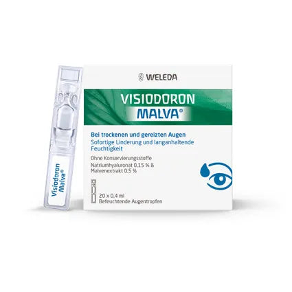 Weleda Organic Malva Extract Eye Drops Portable Visiodoron Malva Augentropfen Einzeldosispipetten 20x0.4ml