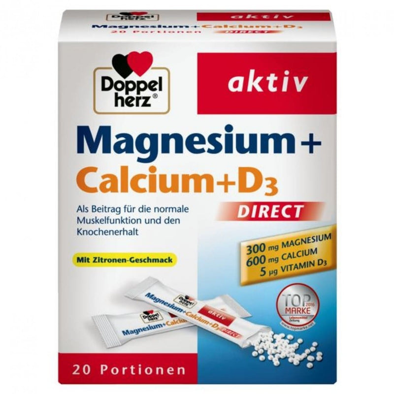 Doppelherz多寶 雙心 順心 鎂+鈣+維生素D3 微粒20包 Magnesium + Calcium + D3 Direct Pelletts (20 Stk.) - MunichStars