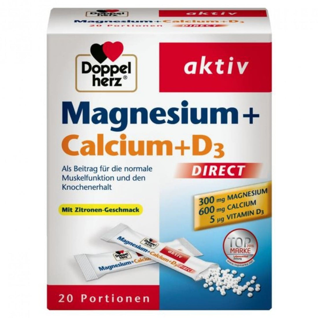 Doppelherz Magnesium + Calcium + D3 Direct Pelletts (20 Stk.)