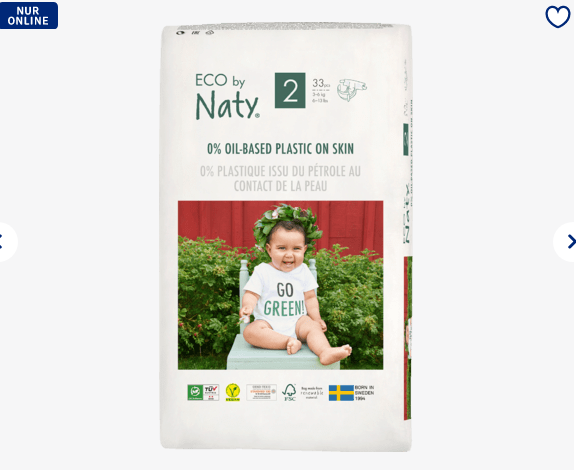 瑞典Naty Windeln Eco by Naty Größe 有機棉尿布 2號, 3-6kg, 33 St