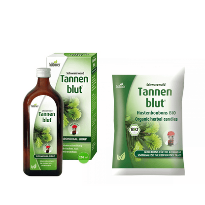 [Cough/Bronchial Gift Set 1] Hubner Tannenblut Bronchial Sirup 250ml + Tannenblut® Hustenbonbons BIO 75g