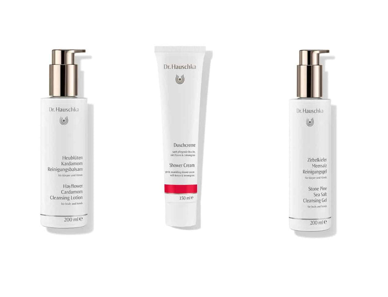 [Flower Essence Series 03] Bath Trio Dr. Hauschka German Family Hay Flower Cardamom Shower Cream 200 ml Hayflower Cardamom Cleansing Lotion + Shower Cream 150ml Shower Cream + Stone Pine Sea Salt Cleansing Gel 200 ml / New