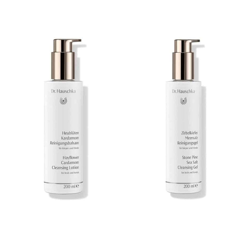 [Flower Essence Series 06] Bath Duo Dr. Hauschka Hayflower Cardamom Cleansing Lotion + Stone Pine Sea Salt Cleansing Gel/New 