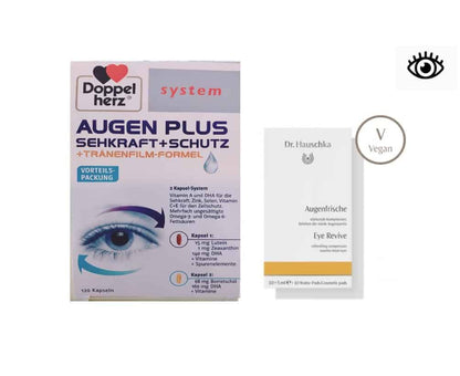 [Eye Revive Set 3] Dr.Hauschka German Family Eye Drops Eye Revive &amp;amp; Duobao Tear Mask Capsules Lutein + Zinc 120 Tablets Doppelherz Augen Sehkraft + Schutz System Kapseln