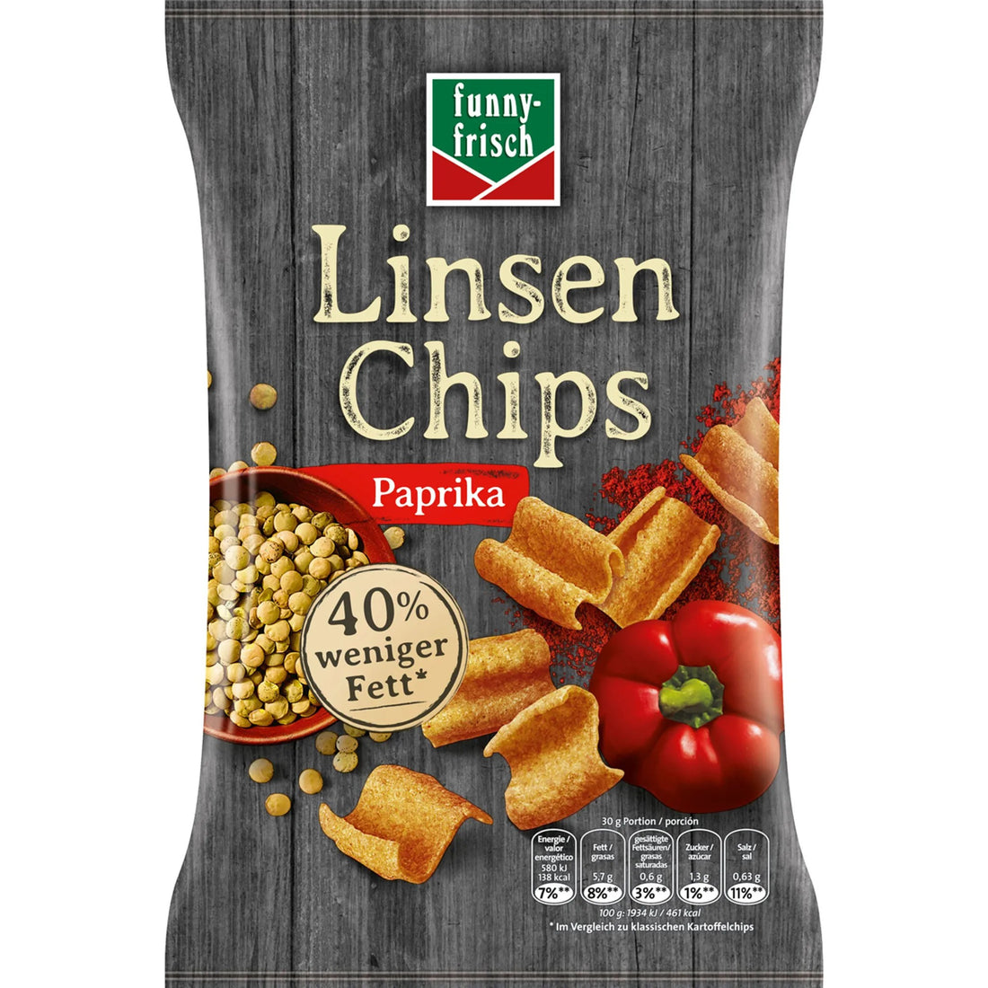 Funny Linsen Chips 辣椒粉扁豆片 Paprika 90g/包 (*2包)