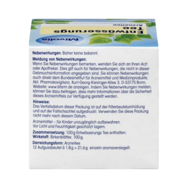 Mivolis Arznei-Tee, Entwässerungs Tee (12 x 1,8 g), 24 g 樺樹葉茶12入